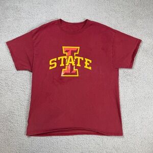 Vintage Iowa State Cyclones Russell Athletic T Shirt Mens L Red NCAA Football